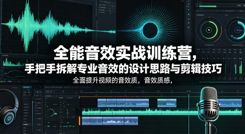 全能音效实战训练营，手把手拆解专业音效的设计思路与剪辑技巧，全面提升视频的音效质感-shxbox省心宝盒
