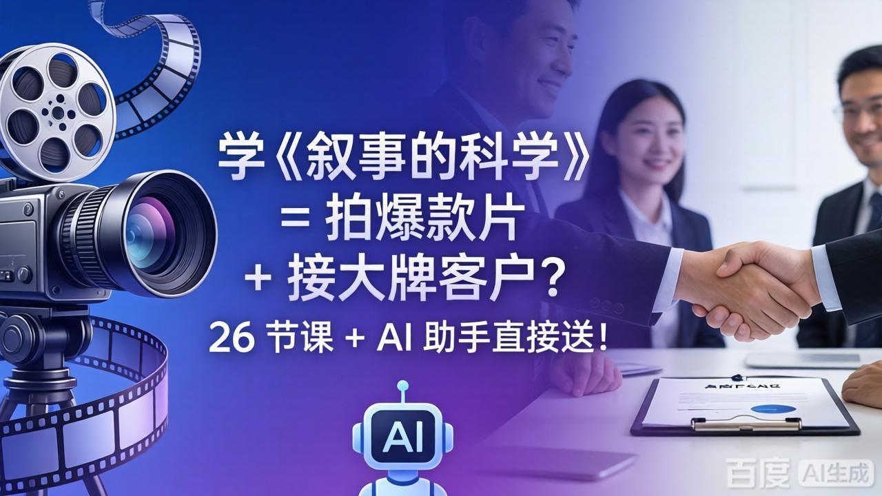 学《叙事的科学》= 拍爆款片 + 接大牌客户？26 节课 + AI 助手直接送！-shxbox省心宝盒