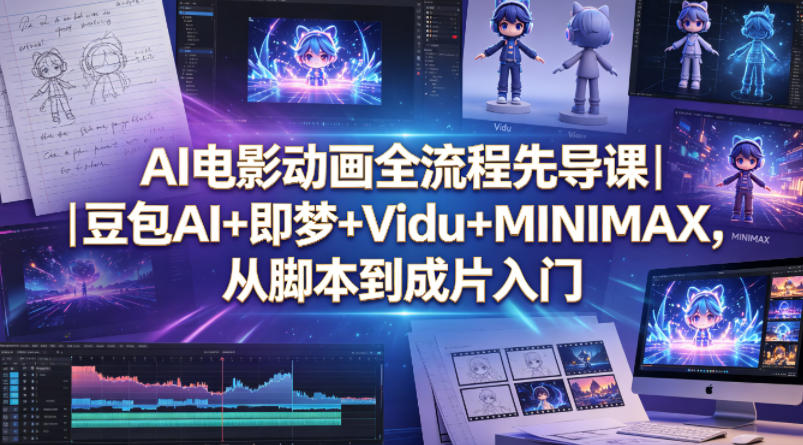 AI电影动画全流程先导课｜豆包AI+即梦+Vidu+MINIMAX，从脚本到成片入门-shxbox省心宝盒
