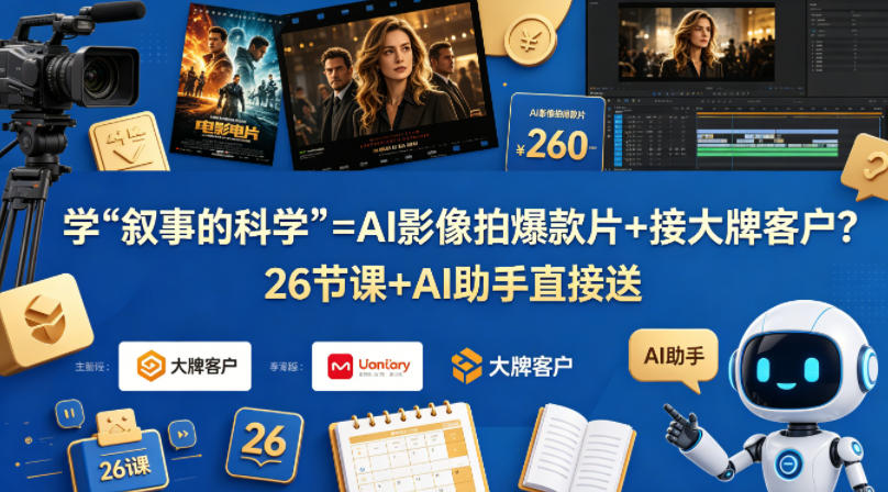 学《叙事的科学》=AI影像拍爆款片+接大牌客户？26节课+AI助手直接送【原创双语字幕】-shxbox省心宝盒