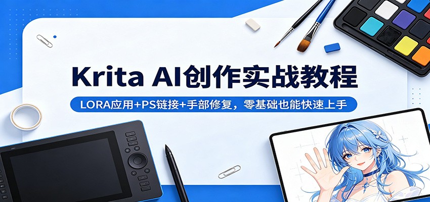 Krita AI创作实战教程：LORA应用+PS链接+手部修复，零基础也能快速上手-shxbox省心宝盒