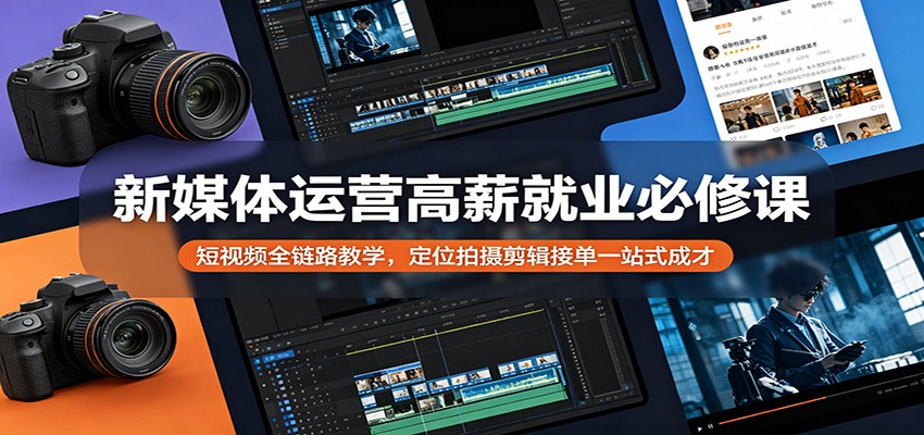 新媒体运营高薪就业必修课：短视频全链路教学，定位拍摄剪辑接单一站式成才-shxbox省心宝盒