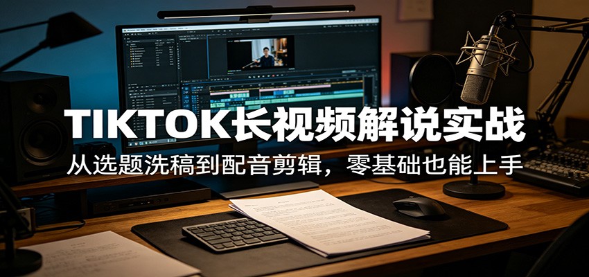 TIKTOK长视频解说实战：从选题洗稿到配音剪辑，零基础也能上手-shxbox省心宝盒