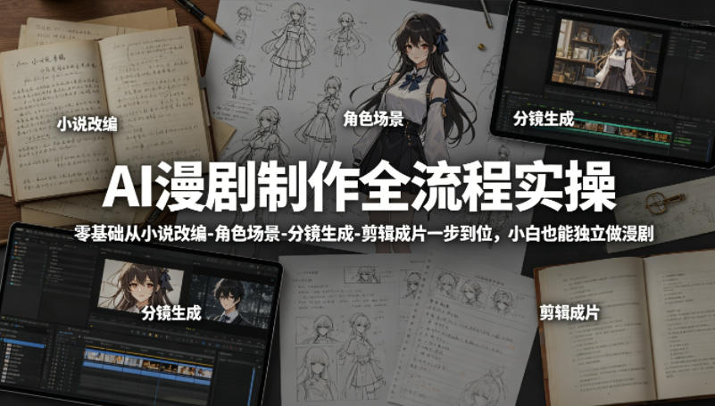 AI漫剧制作全流程实操，零基础从小说改编-角色场景-分镜生成-剪辑成片一步到位，小白也能独立做漫剧-shxbox省心宝盒