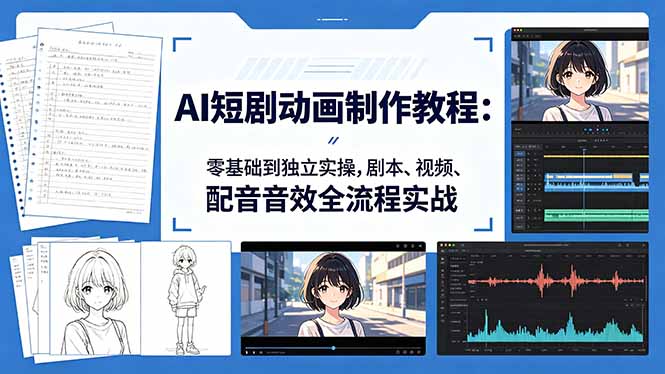 AI短剧动画制作教程：零基础到独立实操，剧本、视频、配音音效全流程实战-shxbox省心宝盒