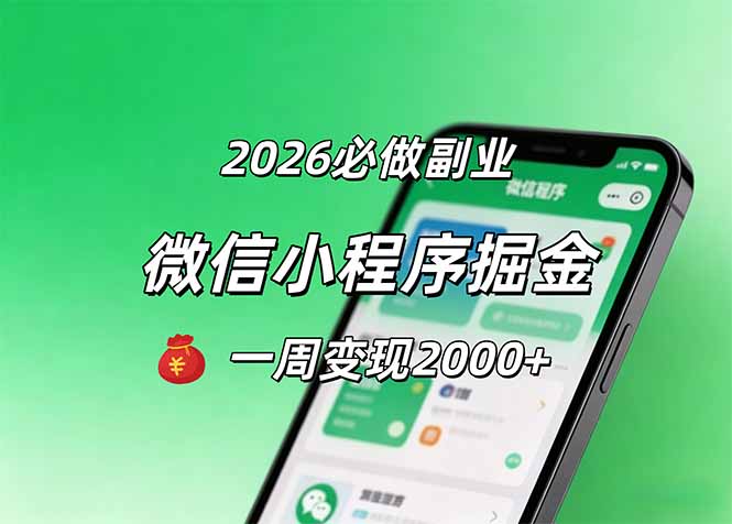 2026微信小程序掘金，简单好上手，一周变现2000+-shxbox省心宝盒