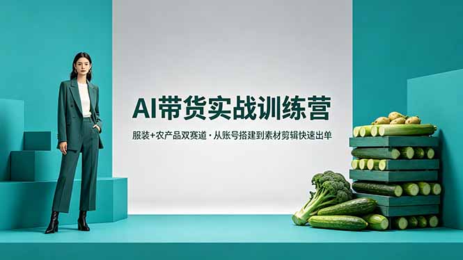 AI带货实战训练营，服装+农产品双赛道，从账号搭建到素材剪辑快速出单-shxbox省心宝盒