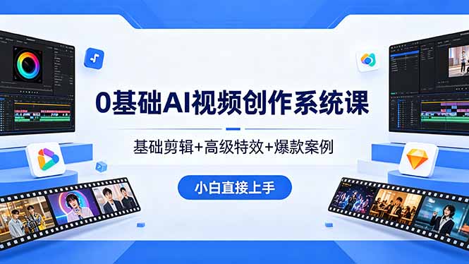 0基础AI视频创作系统课，基础剪辑+高级特效+爆款案例，小白直接上手-shxbox省心宝盒