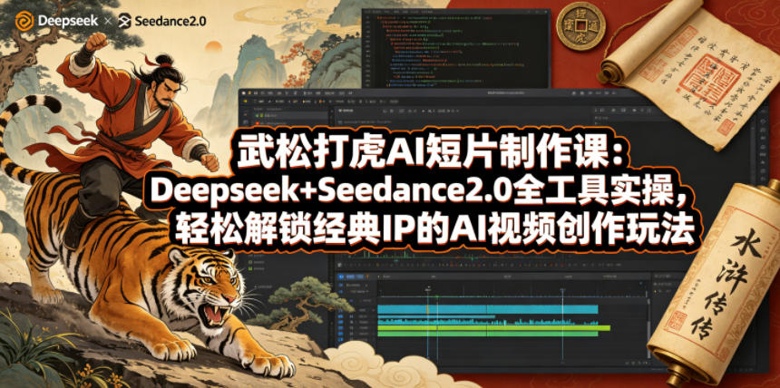 武松打虎AI短片制作课：Deepseek+Seedance2.0全工具实操，轻松解锁经典IP的AI视频创作玩法-shxbox省心宝盒