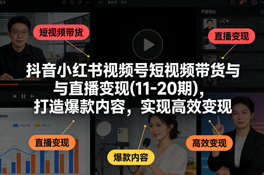 抖音小红书视频号短视频带货与直播变现(10-21期)，打造爆款内容，实现高效变现(更新05月08日)-shxbox省心宝盒