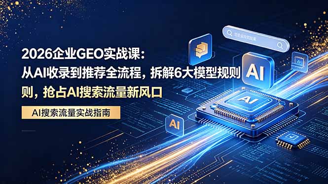 2026 企业GEO实战课：从AI收录到推荐全流程，拆解6大模型规则，抢占 AI 搜索流量新风口-shxbox省心宝盒