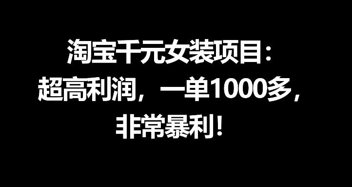 淘宝千元女装项目：超高利润，一单1000多，非常暴利-shxbox省心宝盒