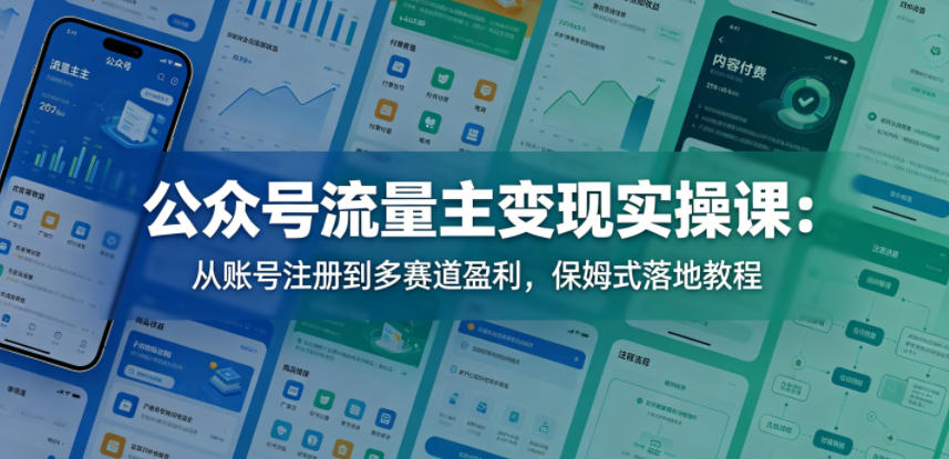 公众号流量主变现实操课：从账号注册到多赛道盈利，保姆式落地教程-shxbox省心宝盒