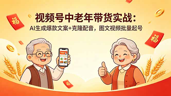 视频号中老年带货实战：AI生成爆款文案+克隆配音，图文视频批量起号-shxbox省心宝盒