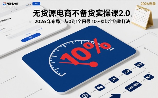 无货源电商不备货实操课2.0，2026年布局，从0到1全网最低10%费比全链路打法【更新26年5月】-shxbox省心宝盒