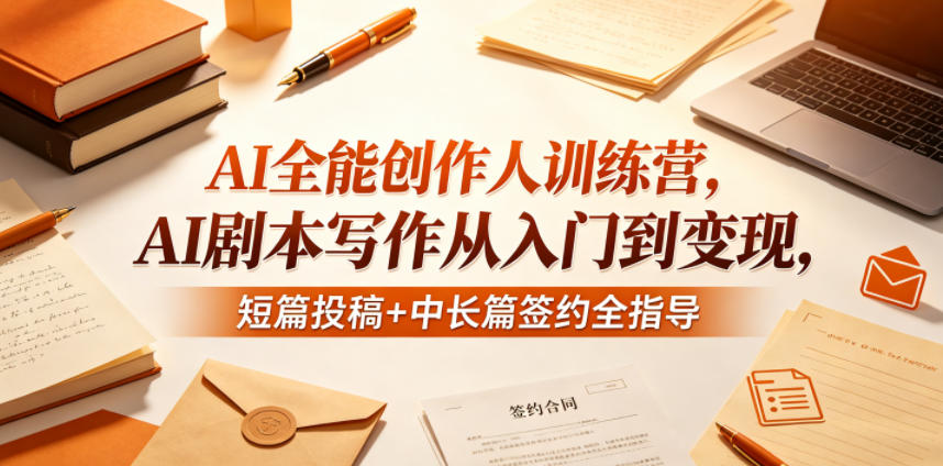 AI全能创作人训练营，AI剧本写作从入门到变现，短篇投稿+中长篇签约全指导-shxbox省心宝盒