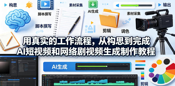用真实的工作流程，从构思到完成AI短视频和网络剧视频生成制作教程-中英字幕-shxbox省心宝盒