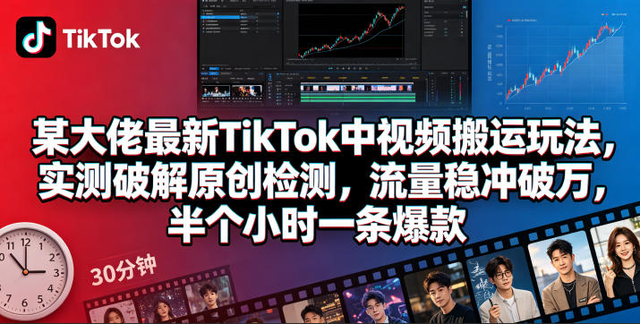 某大佬最新TikTok中视频搬运玩法，实测破解原创检测，流量稳冲破万，半个小时一条爆款-shxbox省心宝盒