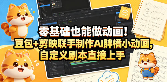 零基础也能做动画！豆包+剪映联手制作AI胖橘小动画，自定义剧本直接上手-shxbox省心宝盒