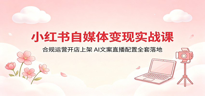 小红书自媒体变现实战课：合规运营开店上架，AI文案直播配置全套落地-shxbox省心宝盒