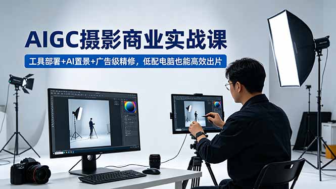 AIGC 摄影商业实战课，工具部署+AI置景+广告级精修，低配电脑也能高效出片-shxbox省心宝盒