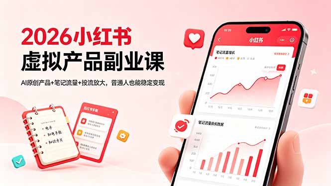 2026小红书虚拟产品副业课，AI原创产品+笔记流量+投流放大，普通人也能稳定变现-shxbox省心宝盒