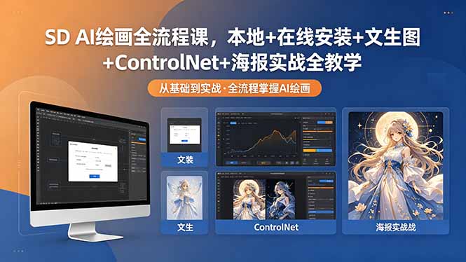 SD AI绘画全流程课，本地+在线安装+文生图+ControlNet+海报实战全教学-shxbox省心宝盒