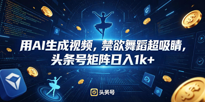 用AI生成视频，禁欲舞蹈超吸睛，头条号矩阵日入1k+-shxbox省心宝盒