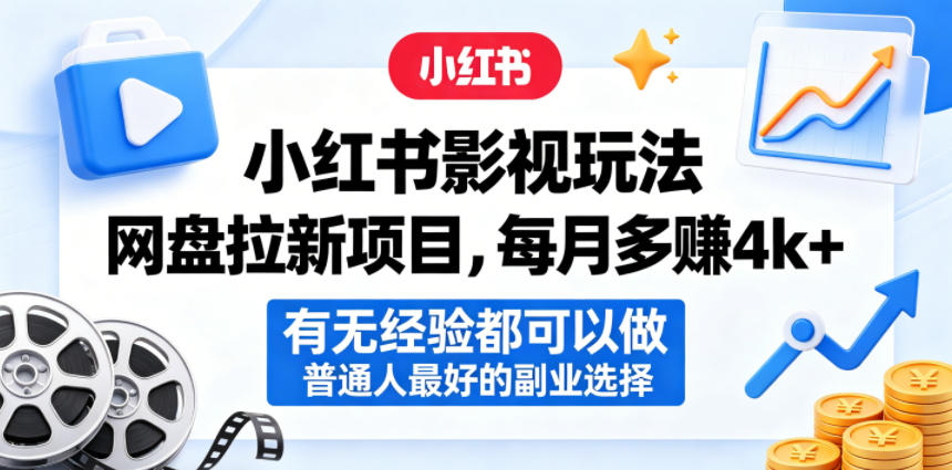 小红书影视玩法网盘拉新项目，每月多賺4k+，有无经验都可以做，普通人最好的副业选择-shxbox省心宝盒
