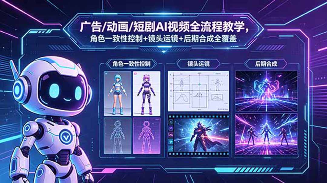 广告/动画/短剧AI视频全流程教学，角色一致性控制+镜头运镜+后期合成全覆盖-shxbox省心宝盒