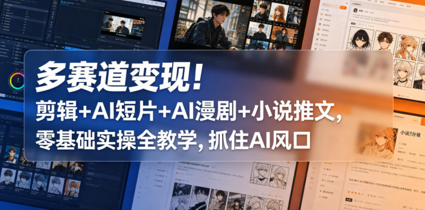 多赛道变现！剪辑+AI短片+AI漫剧+小说推文，零基础实操全教学，抓住AI风口-shxbox省心宝盒