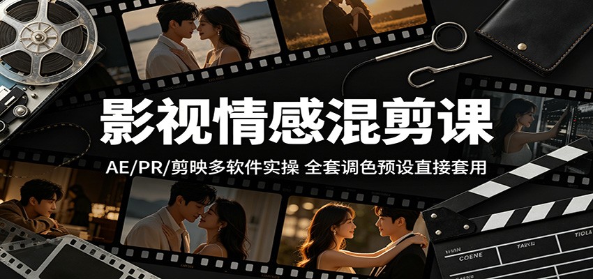 影视情感混剪课：AE/PR/剪映多软件实操，全套调色预设直接套用-shxbox省心宝盒