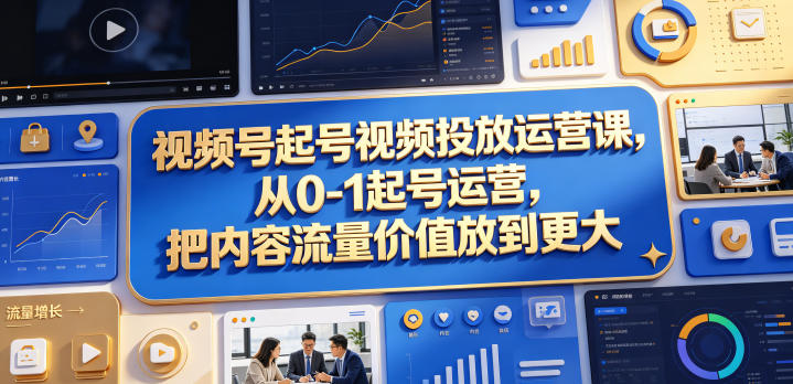 视频号起号视频投放运营课，从0-1起号运营，把内容流量价值放到更大-shxbox省心宝盒