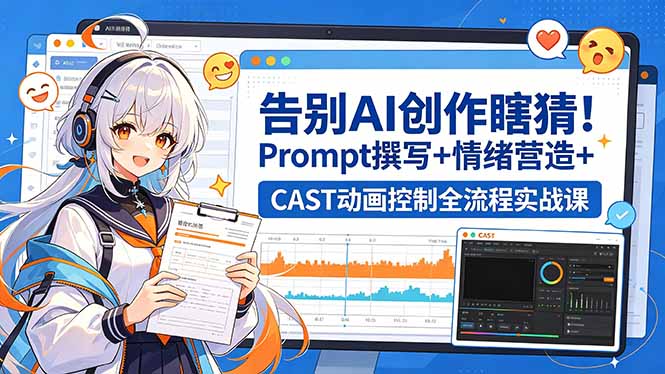 告别AI创作瞎猜！Prompt撰写+情绪营造+CAST动画控制全流程实战课-shxbox省心宝盒