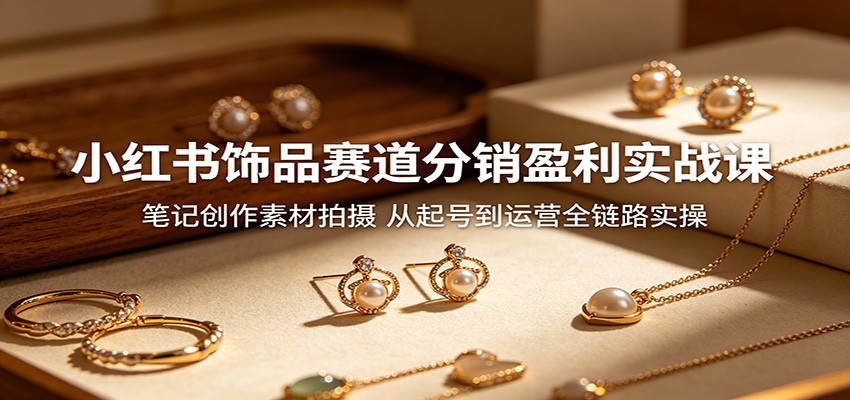 小红书饰品赛道分销盈利实战课：笔记创作素材拍摄，从起号到运营全链路实操-shxbox省心宝盒