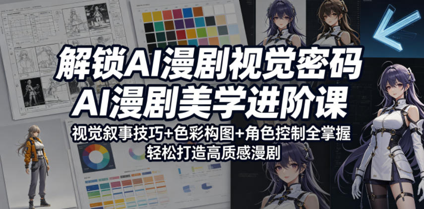 解锁AI漫剧视觉密码，AI漫剧美学进阶课，视觉叙事技巧+色彩构图+角色控制全掌握，轻松打造高质感漫剧-shxbox省心宝盒