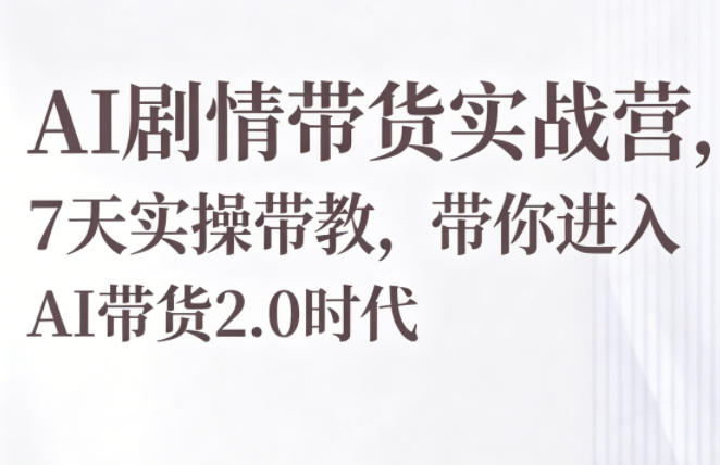 AI剧情带货实战营，7天实操带教，带你进入AI带货2.0时代-shxbox省心宝盒