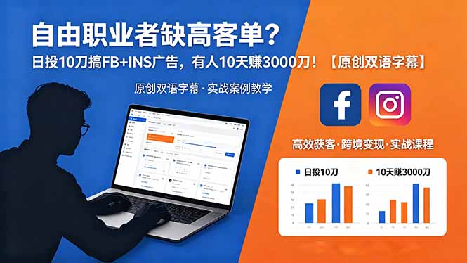 自由职业者缺高客单？日投 10 刀搞 FB+INS 广告，有人 10 天赚 3000 刀！【原创双语字幕】-shxbox省心宝盒