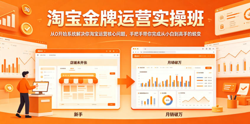 淘宝金牌运营实操班，从0开始系统解决你淘宝运营核心问题，手把手带你完成从小白到高手的蜕变-shxbox省心宝盒