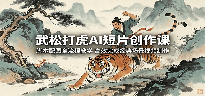 武松打虎AI短片创作课：脚本配图全流程教学，高效完成经典场景视频制作-shxbox省心宝盒