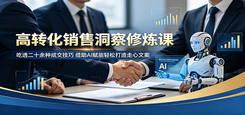 高转化销售洞察修炼课：吃透二十余种成交技巧，借助AI赋能轻松打造走心文案-shxbox省心宝盒