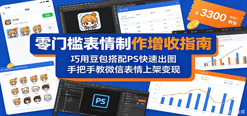 零门槛表情制作增收指南：巧用豆包搭配 PS 快速出图，手把手教微信表情上架变现-shxbox省心宝盒