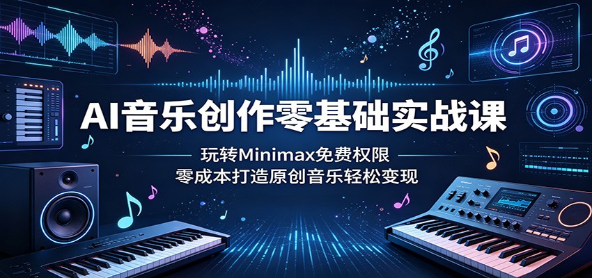 AI音乐创作零基础实战课：玩转Minimax免费权限，零成本打造原创音乐轻松变现-shxbox省心宝盒