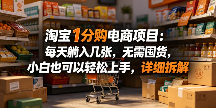 淘宝1分购电商项目：每天躺入几张，无需囤货，小白也可以轻松上手，详细拆解-shxbox省心宝盒