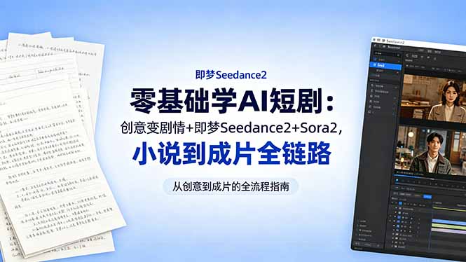 零基础学AI短剧：创意变剧情+即梦Seedance2+Sora2，小说到成片全链路-shxbox省心宝盒