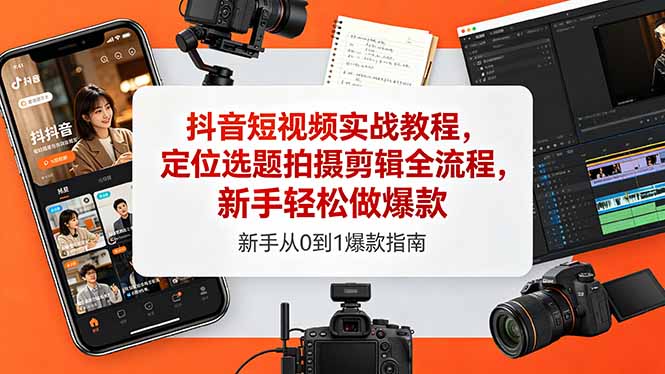 抖音短视频实战教程，定位选题拍摄剪辑全流程，新手轻松做爆款-shxbox省心宝盒