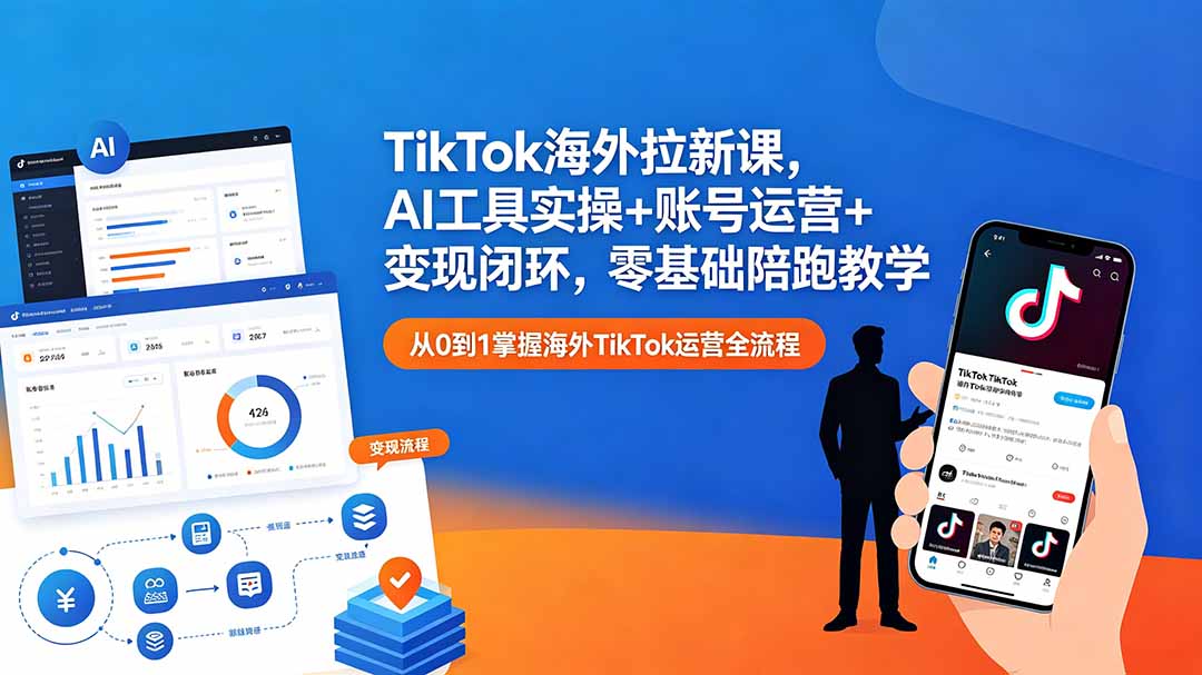 TikTok海外拉新课，AI工具实操+账号运营+变现闭环，零基础陪跑教学-shxbox省心宝盒