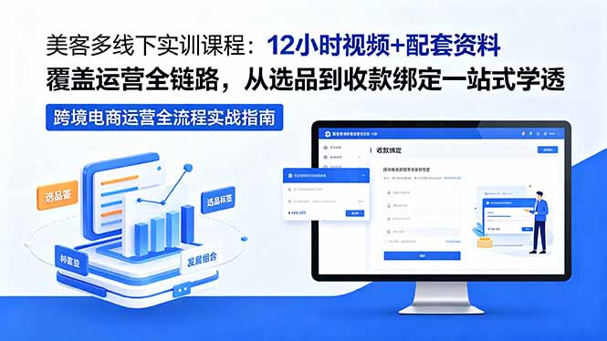 美客多线下实训课程：12小时视频+配套资料覆盖运营全链路，从选品到收款绑定一站式学透-shxbox省心宝盒