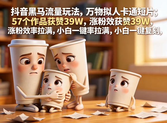 抖音黑马流量玩法，万物拟人卡通短片，57个作品获赞39W，涨粉效率拉满，小白一键复刻，保姆级拆解-shxbox省心宝盒
