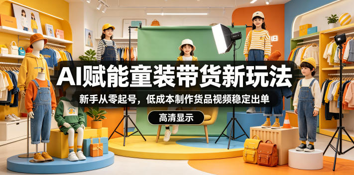 AI赋能童装带货新玩法，新手从零起号，低成本制作货品视频稳定出单-shxbox省心宝盒